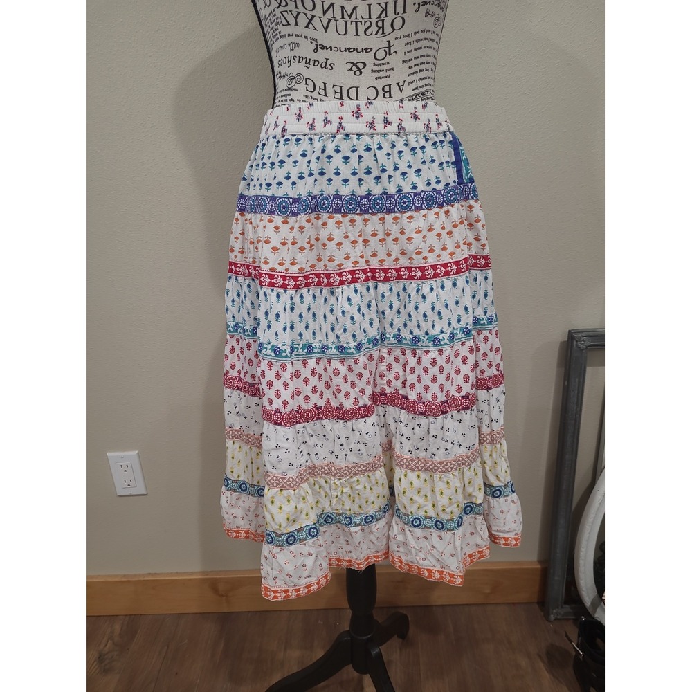Sacred Threads Women One Size fits most pull on‎ tiered cotton skirt boho hippie